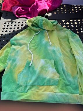 Tie-Dye Green & Yellow Pullover Hoodie